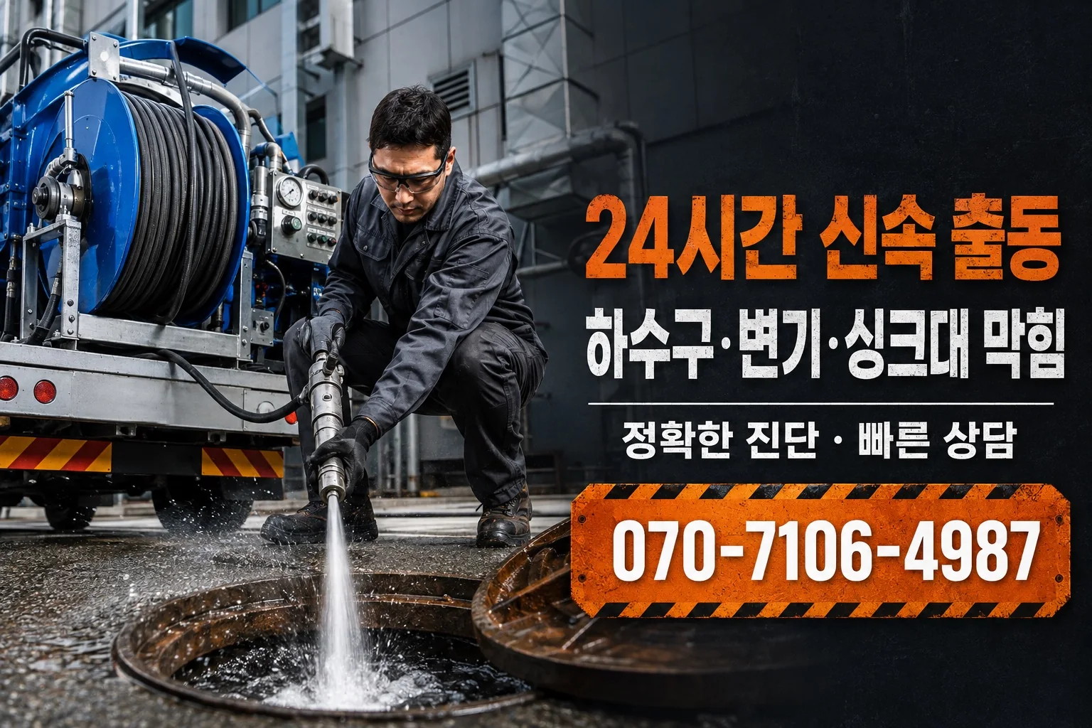 온담배관 산업용 하수구 고압세척 서비스 안내